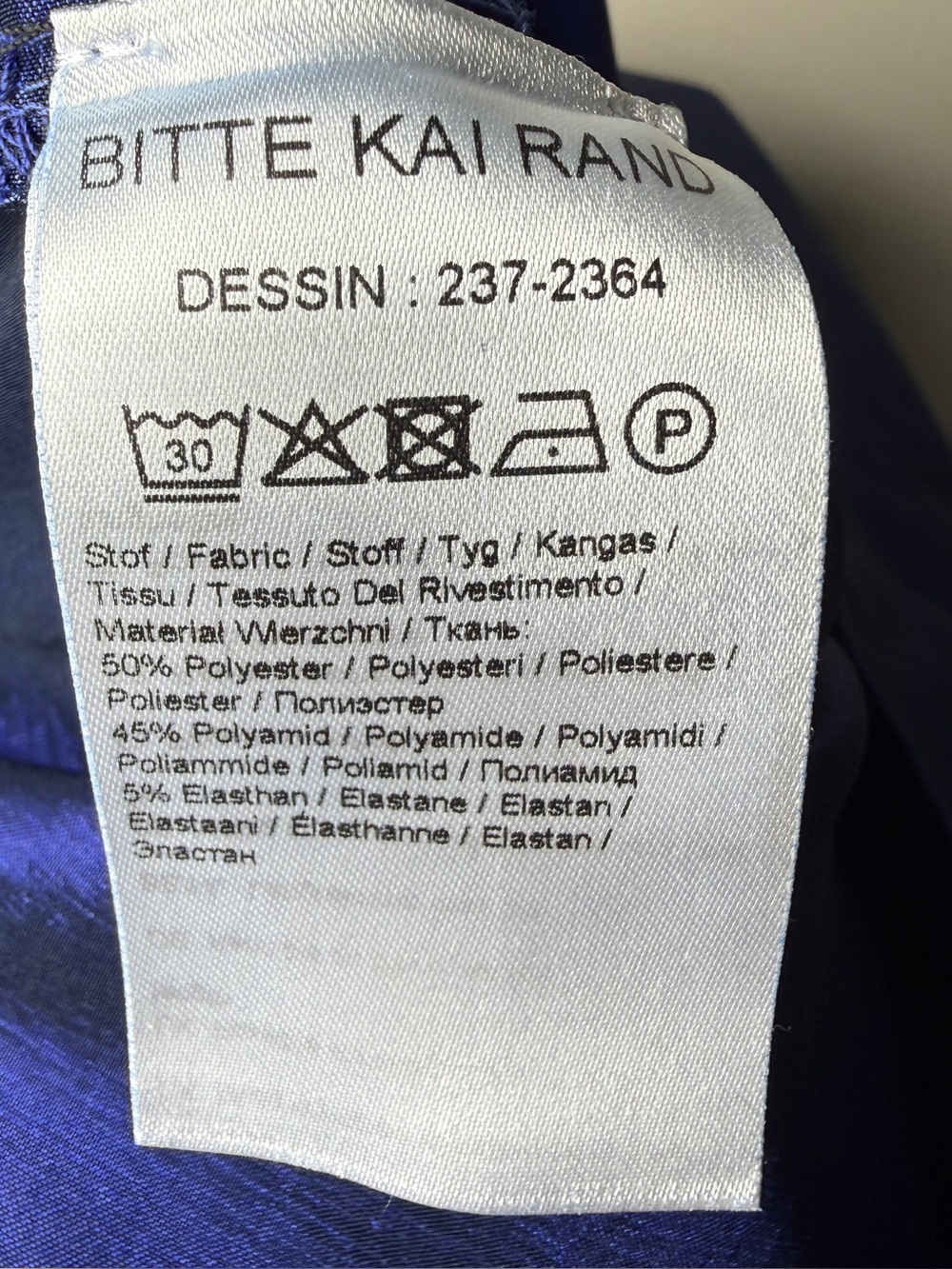 Bitte Kai Rand Pants Cobalt Blue Textured High-Waisted Danish Designer XS Scandi - Picture 8 of 10